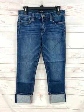 Joes Jeans Rolled Cuffed Hem Crop Skinny Jeans Lexington Medium Wash 27